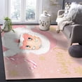 thumbnail image 6 of Merry Christmas Area Rug 4x6ft Pink Santa Claus Poinsettia Winter Snowflake Non-Slip Washable Square Rugs Soft Felt Indoor Floor Mat for Bedroom Kitchen Living Room Bathroom, 6 of 8