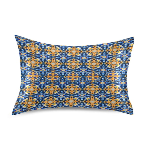 Iauyy 20x26in Silk-Smooth Satin Pillowcase, Gentle on Hair and Skin, Luxuriously Soft Pillowcase with Envelope Closure, Wrinkle Fade Yellow and Orange Repetition