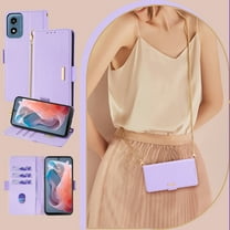 Allytechgroup Moto G Power 5G 2024 Case Wallet, PU Leather Cards Slots RFID Blocking Flip Cover Metal Strap Hand Wrist Shockproof Stylish Women Phone Case for Moto G Power 5G 2024, Purple