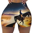 thumbnail image 2 of Honeii Azure Sky Western Desert Cowboy Print Women's Workout Shorts, Gym Shorts for Active Wear, Sports Shorts,Women's Running Shorts,Quick Dry Athletic Shorts-X-Large, 2 of 8