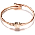thumbnail image 1 of HSHDLDF Rose Gold Heart Initial Letter Bracelets Engraved Alphabet 26 Letters Charms Cuff Bracelet Stainless Steel Expandable Personalized Name Jewelry, 1 of 3