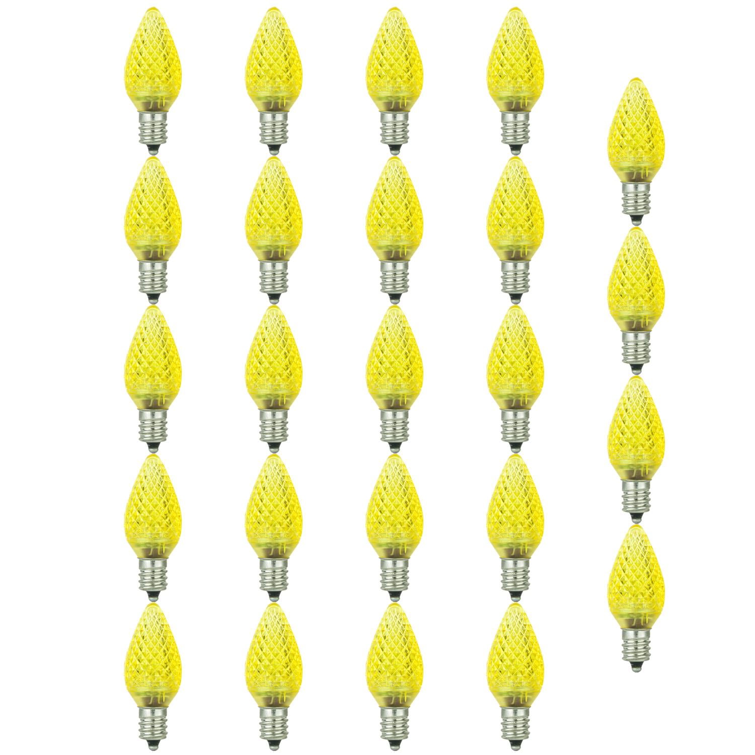 Pack of 24 Sunlite 6 Pack Yellow LED C7 Night Lights 0.4W Light Bulb