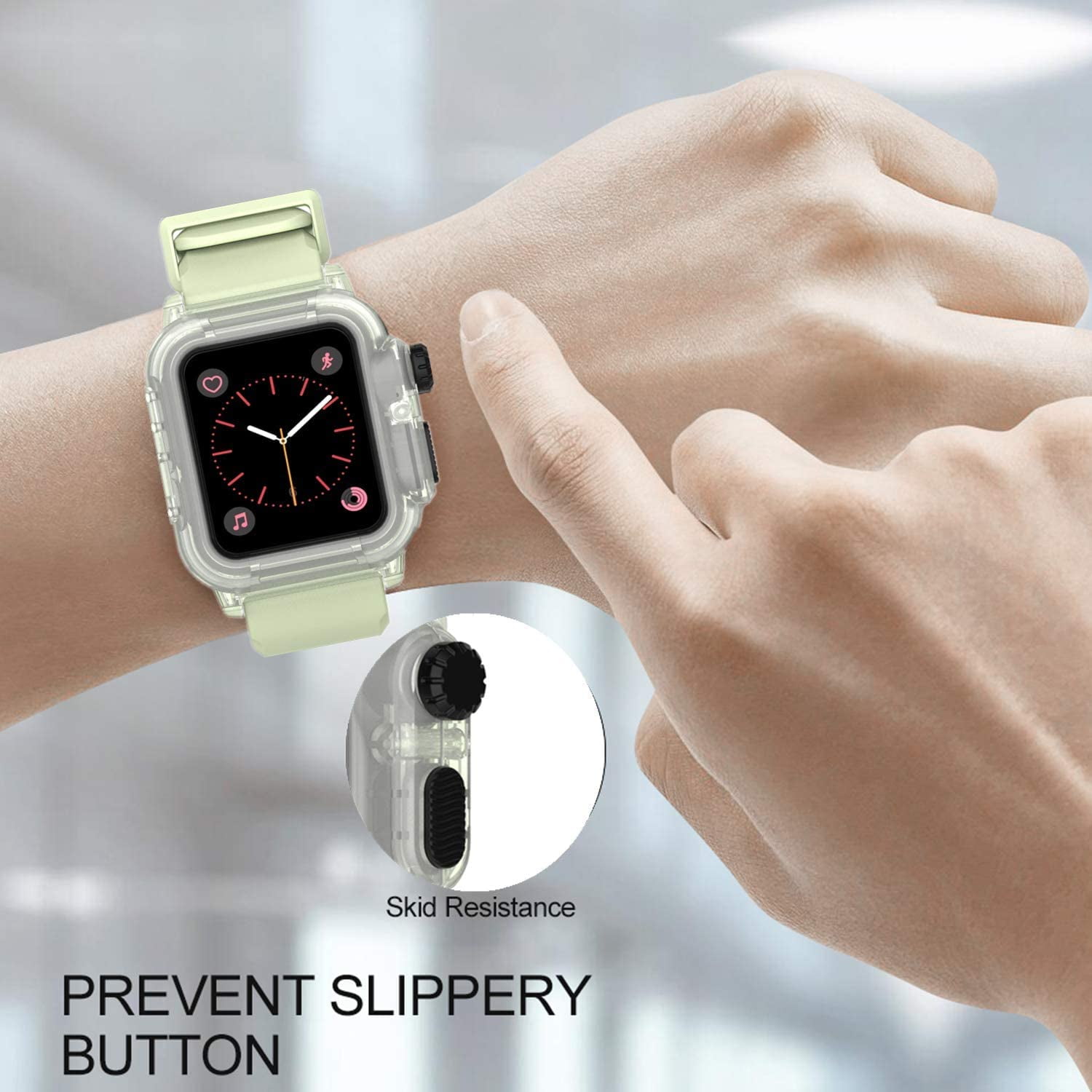 Waterproof Case for Apple Watch 40mm 44mm Series 5/4 ,IP68 Waterproof  Shockproof Impact Resistant with Premium Soft Silicone Apple Watch Sport  Band/Drop-Proof(Luminous Strap,44MM) | Walmart Canada