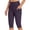 Dark Purple, variant on Women's High Waist Compression Workout Shorts, Tummy Control Knee Length Yoga Shorts with Side Pockets, Stretchy Athletic Biker Shorts for Running Gym Training Daily Wear Black S