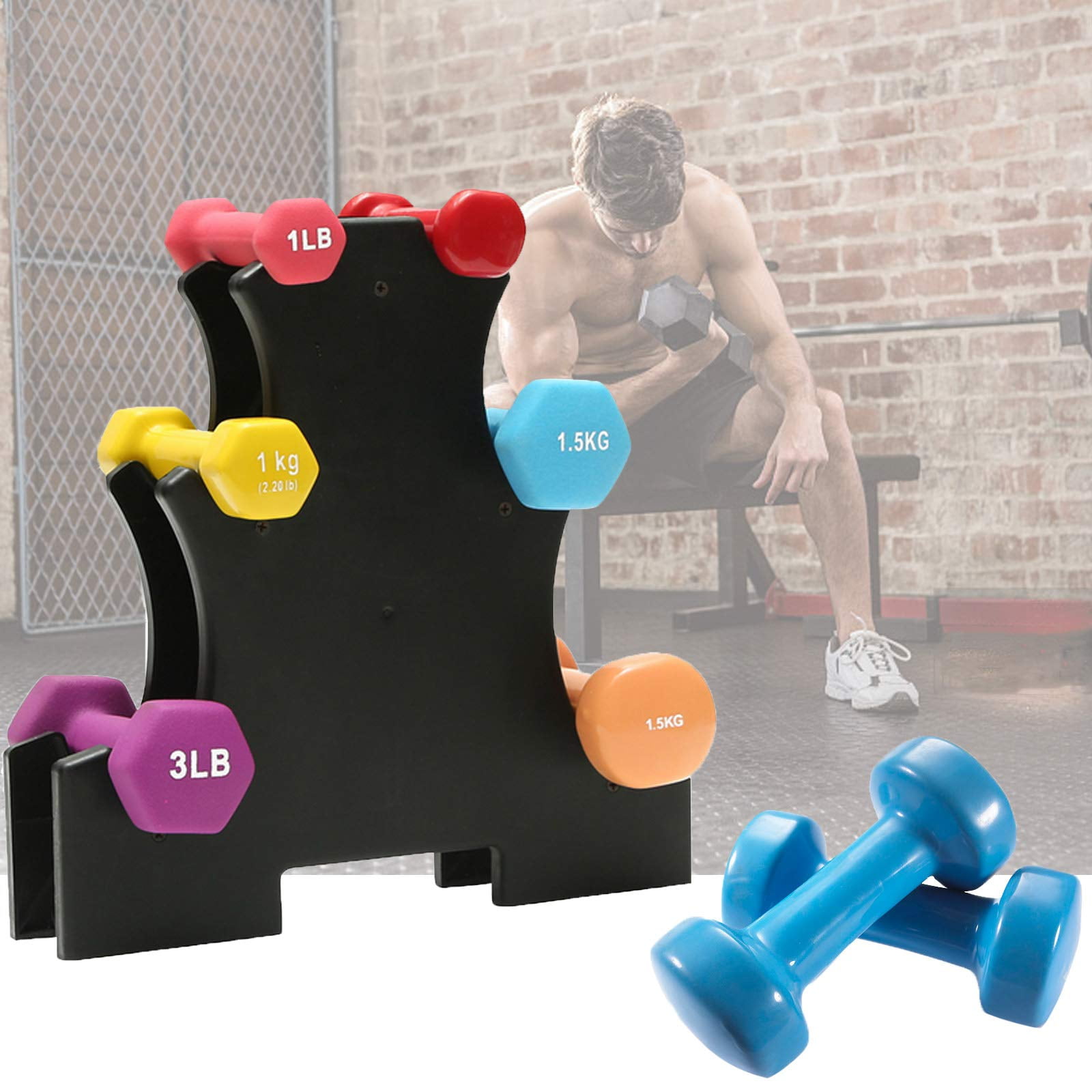 Dumbbell Rack Weight Tree Rack , 3 Tier Dumbbell Set with Rack Dumbbell