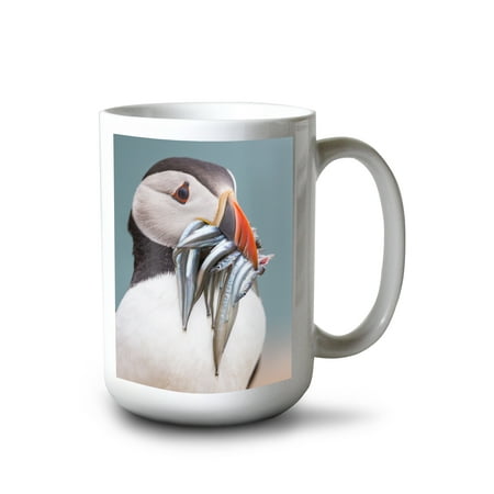 

15 fl oz Ceramic Mug Puffin s Catch Dishwasher & Microwave Safe