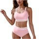 thumbnail image 1 of Conjunto de bikini con cuello en U y espalda descubierta ajustable para mujer, traje de baño de poliéster con bloques de color, 1 of 7