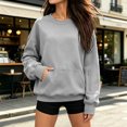 thumbnail image 2 of Ozmmyan Womens Crew Neck sweatshirts Womens Long Sleeve Pullover Sweatshirt With Zipper Pockets Loose Casual Solid Fall Winter, 2 of 6