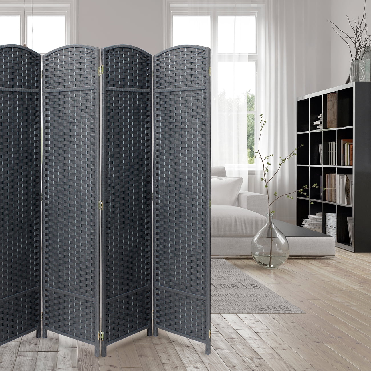 Sorbus Room Divider Privacy Screen, 6 ft. Tall Extra Wide Foldable Panel Partition Wall Divider (8 Panel, Espresso B Grey)