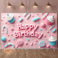 thumbnail image 4 of LUUFILx 3D Happy Birthday Background Rainbow Clouds Decoration Banner Colorful Balloons Candles Theme Photo Booth Photography, 4 of 8