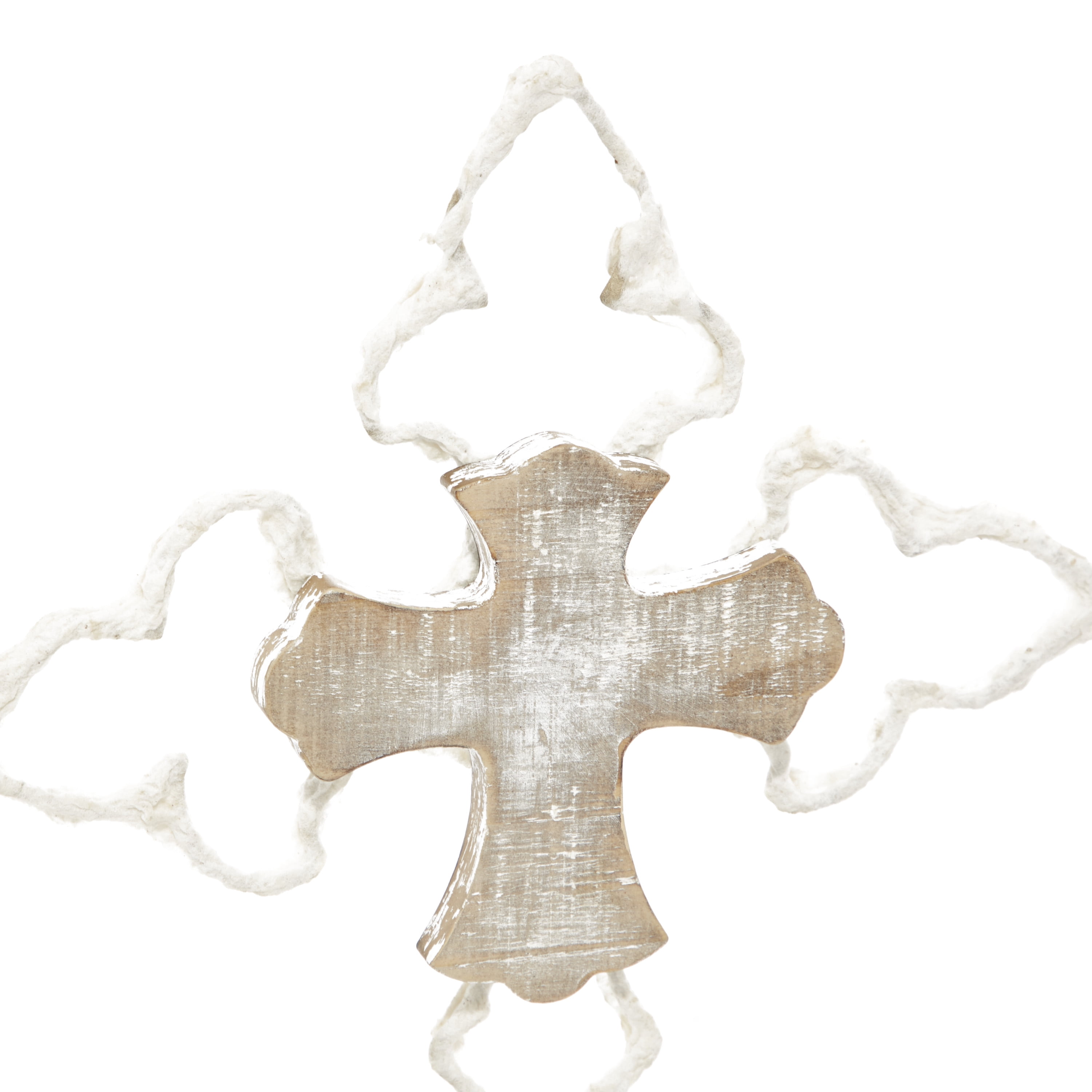 DecMode Wood Cross Contemporary Sculpture, Brown, 2 - Pieces