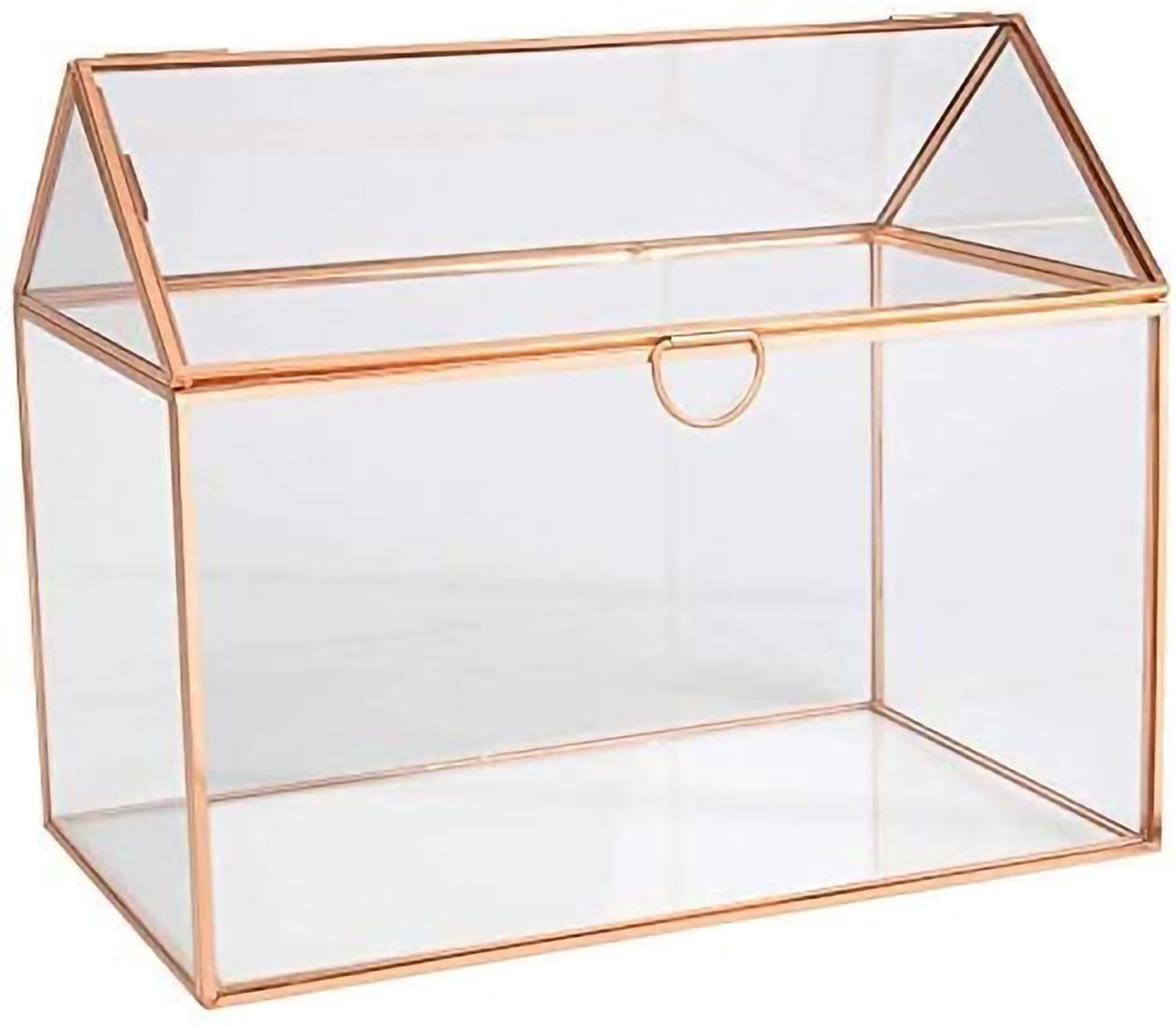 D'Eco Glass House Plant Terrarium (10"x6"x8") - Tabletop Gold Geometric Planter Terrarium for Succulents, Air Plants, Moss - Home, Garden, Wedding & Office Decor- Gift for Plant Lovers