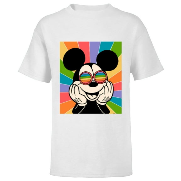 Disney Mickey Mouse Sun Burst Retro - Short Sleeve T-Shirt for Kids - Customized-White