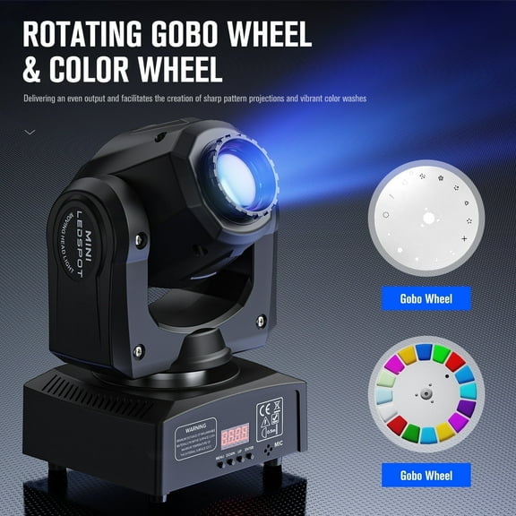 LED DJ Lights Moving Head RGBW Spot LED Stage Light, 8 Gobos DMX512 Disco Party Stage Lighting