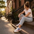 thumbnail image 4 of Gexuson Womens Walking Shoes Wide Width Barefoot Shoes Casual Non Slip Tennis Shoes Outdoor Sneakers 7 Wide,White Blue, 4 of 8