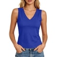 thumbnail image 3 of TGPMGRZ Workout Tank Tops Woman V Neck Wide Strap Athletic Top Solid Color Summer Clothing Blue Size S, 3 of 7