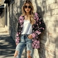 thumbnail image 5 of SCRAWLGOD Cherry Blossom Open Front Cardigan for Women Long Lounge Cardigans for Women Clubs Long Sleeve Women Fall Outfits Stretchable Cardigan Coat Size S, 5 of 7