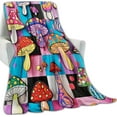 thumbnail image 2 of Colorful Whimsical Mushroom Blanket Gifts for Boys Girls Kids, Magical Fantastic Botanical Throw Blankets for Sofa Office Couch Room Decor, Cozy Lightweight Warm Soft Throws, 60x50 in, 2 of 10