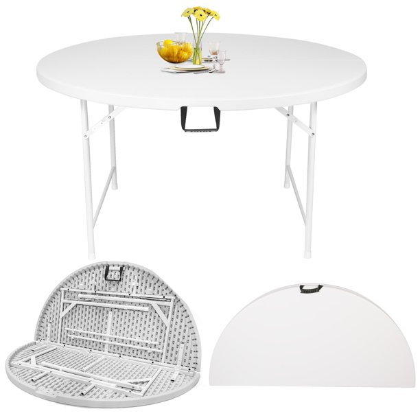 48" Round Folding Table FoldinHalf Card Table,Portable Dining Table