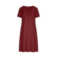 thumbnail image 2 of Rutainlusire Women's Trendy V Neck Lace Trim Short Sleeve Shift Dress Women's Solid Color Short Sleeved V-neck Lace Patchwork Dress, 2 of 5