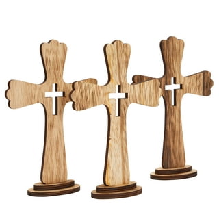 10pcs Wooden Cross Ornaments Wooden Cross Catholic Wood Crosses for Crafts