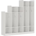 thumbnail image 7 of 5-Section Classroom Coat Locker with 9 Cubbies, Daycare Cubby Storage Organizer with 10 Hooks for Home, School, Nursery, Kindergarten, White, 7 of 7