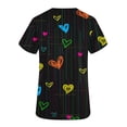 thumbnail image 3 of TIMIFIS Hauts de Sarrau d'Infirmière pour Femmes de la Saint-Valentin Uniforme de Travail Manches Courtes Col en V Blouse T-shirt de Travail avec Poches - Noir - Printemps, 3 of 3