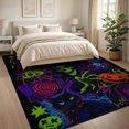 thumbnail image 3 of ODIKA 8'x10' Washable Area Rug Vibrant Abstract Horror Themed Design Eclectic Mix of Gothic Symbols and Pop Art for Dining Room, Large Office, Lounge, Non-Slip Chair-Friendly Mat, 3 of 7