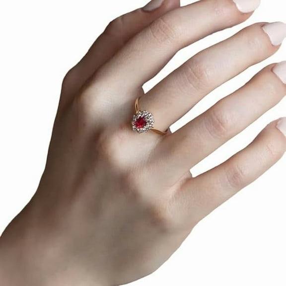 Ruby Gemstone Ring, AAA Natural Ruby & CZ Tiny Ring, July Birthstone, Halo Ring, Womens Ring, Gold Micron Ring, 925 Sterling Silver, Dainty Ring, Minimal Stackable Ring, Gift For Her, Christmas Gift