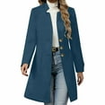 thumbnail image 2 of Womens Long Coat Warm Button Peacoat Jacket Notched Dressy Trench Coats Fall Winter Outerwear Blue S, 2 of 9
