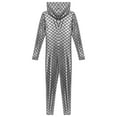 thumbnail image 6 of Zaldita Women Shiny Fishscale Print Long Sleeve Unitard with Hooded Front Zipper Full body Jumpsuit Silver S, 6 of 7