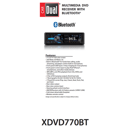 Dual Electronics Xdvd770bt 3 7 Inch Full Color Multi Line