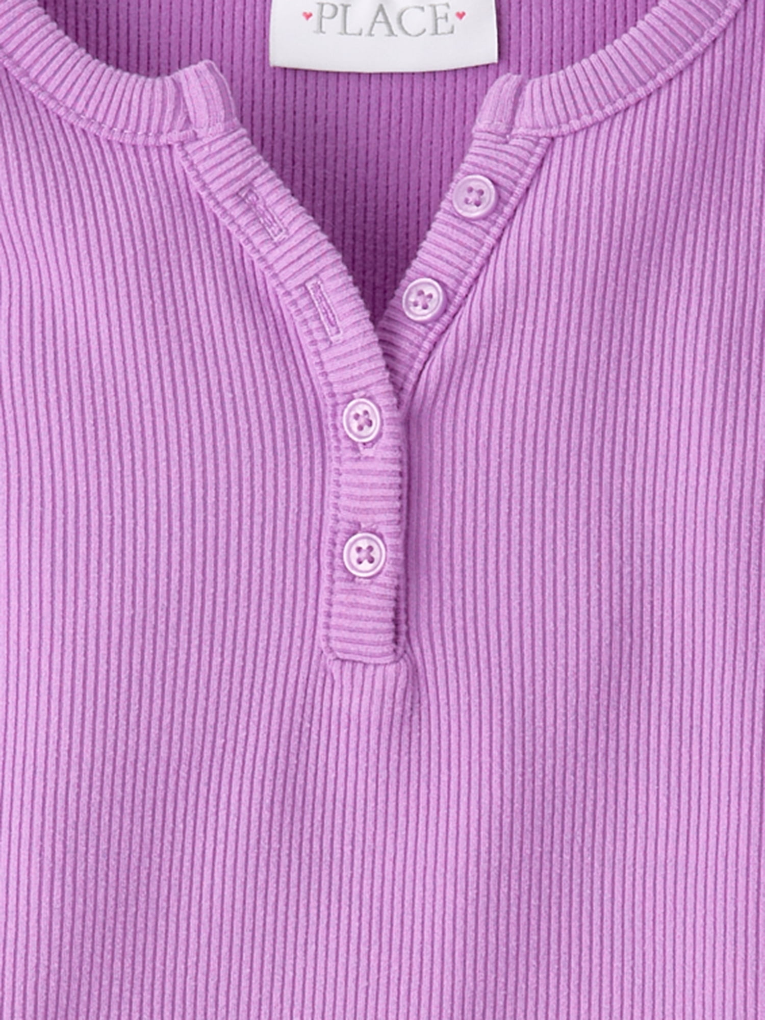 The Children's Place Girls Long Sleeve Sueded Rib Henley Top, Sizes XS-XXL