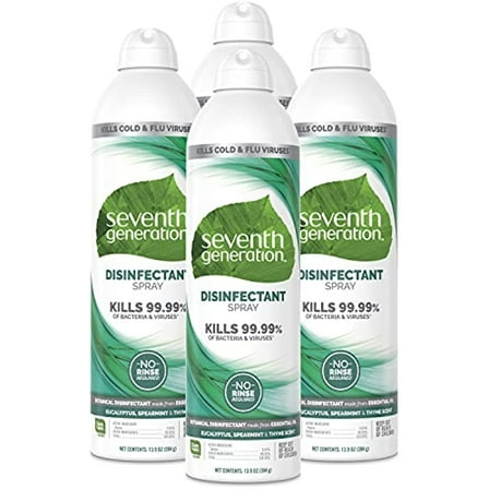 Seventh Generation Disinfectant Spray, Eucalyptus Spearmint & Thyme Scent, 13.9 Oz, Pack Of 4