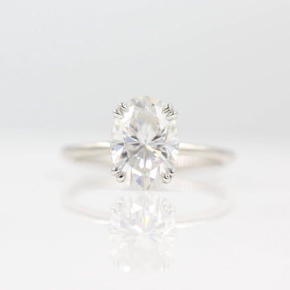 Eloya Jewelry Moissanite Engagement Ring for Women - 1.5 Ct Oval Moissanite - 14K White Gold Plated - Double Prong Set - Perfect for Proposals, Anniversary, or Special Occasions - Gift for Her