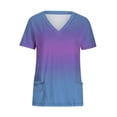 thumbnail image 4 of Hauts de Sarrau pour Femmes Manches Courtes Col en V Hauts Uniforme Imprimé Poches Blouse Soins Infirmiers Liquidation, 4 of 5