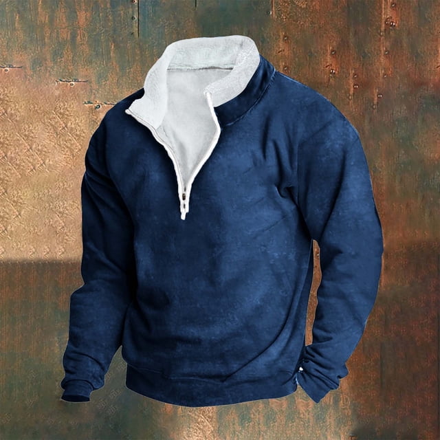 pstuiky camisa de manga larga para hombre, Sudadera con capucha informal para hombre, estilo retro, con cuello alto, cremallera y manga larga, estilo marinero holgado xxxxxl