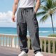 thumbnail image 4 of Ceisia Men's Spring Summer Solid Color Gift Workwear Pants - Straight Leg Tether Waist Zipper Button Pocket Casual Pants, 4 of 9