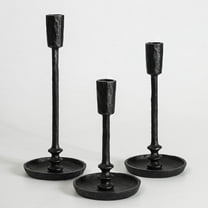 Rustic Cast Iron Taper Candle Holder - Set of 3 Vintage Candle Stands, Candlestick Holders for Wedding, Dining, Party Décor (Black)