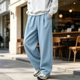 thumbnail image 6 of Baggy Pants Men Relaxed Fit Joggers Lounge Oversized Essentials Casual Solid Baggy Wide Leg Flared Uncuffed, 6 of 6