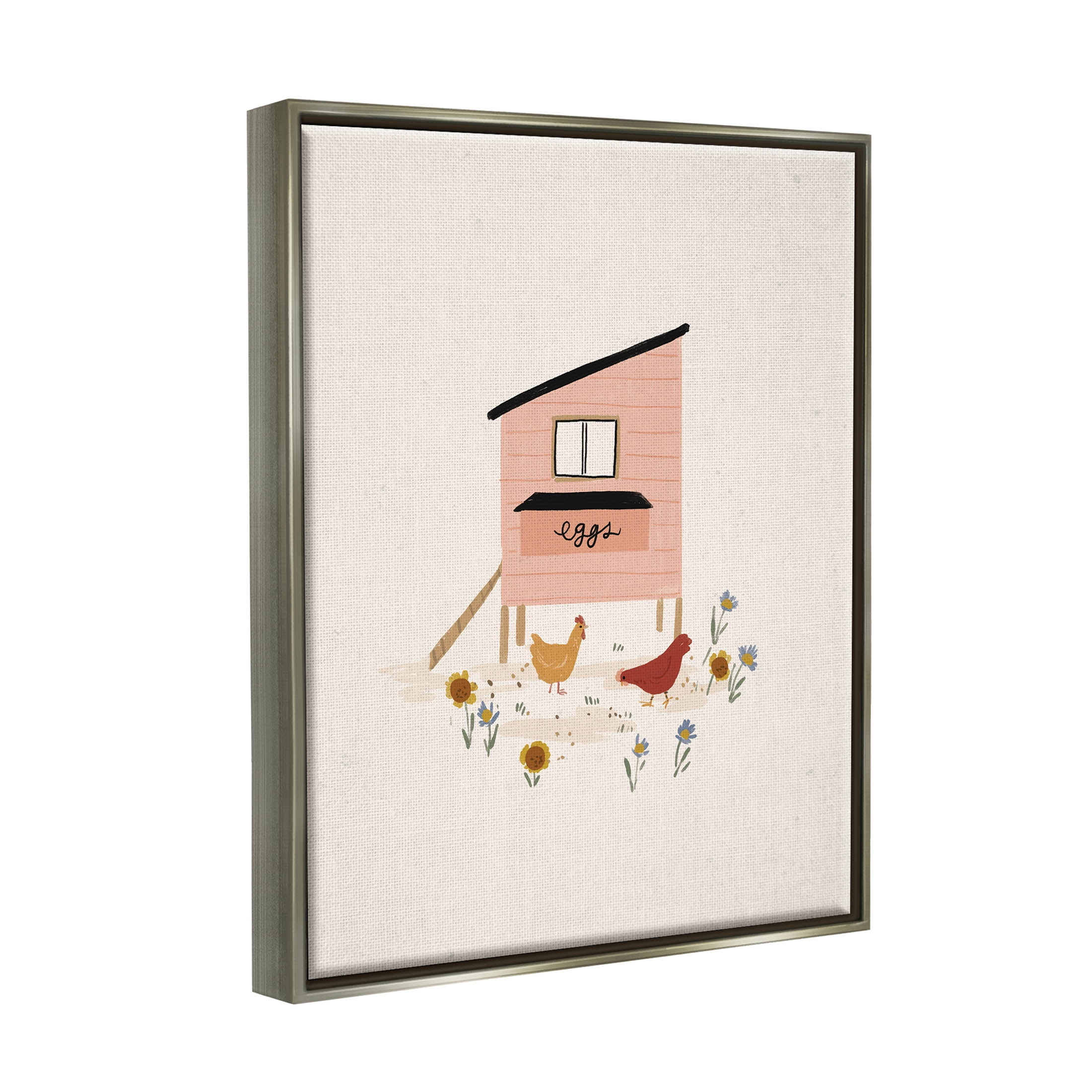 Pastel Hen House Eggs Chickens Animals & Insects Graphic Art Luster Gray Framed Art Print Wall Art
