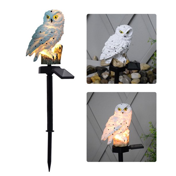 Luces LED para jardín Luces solares nocturnas Forma de búho Lámpara LED solar MABOTO Blanco