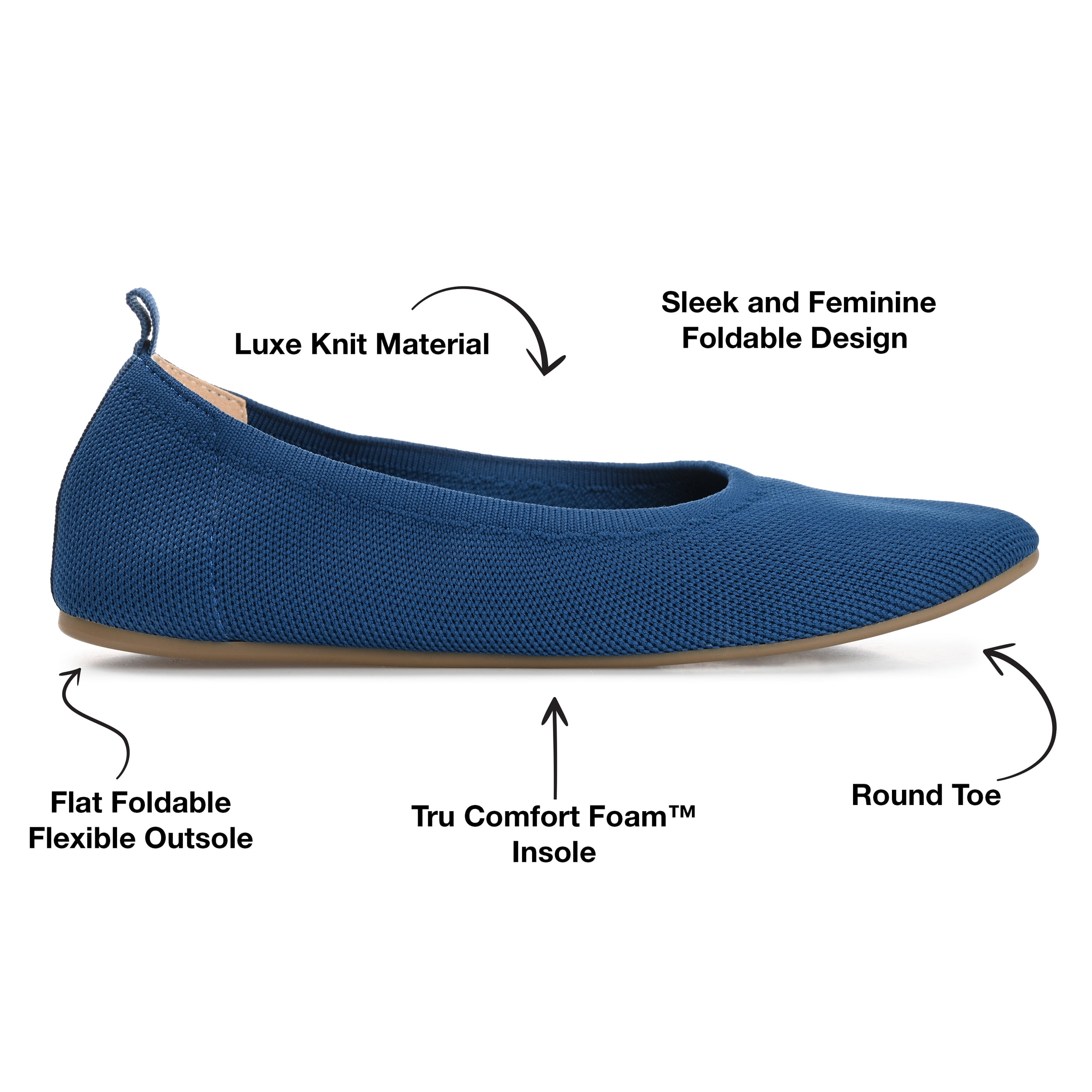 Journee Women's Jersie Knit Foldable Ballet Flats, Widths Available