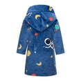thumbnail image 4 of Povozer Hooded Plush Robe for Boys Fluffy Winter PJ Robe Hoodie & Belt(A,7-8Y), 4 of 5