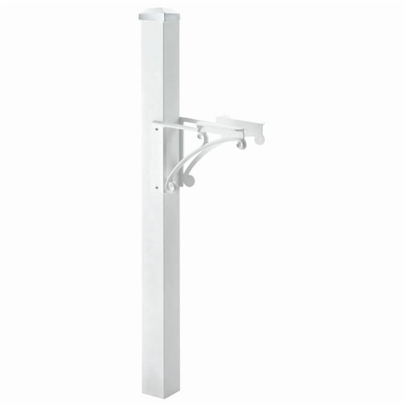 Whitehall Superior Mailbox Post, Cap, & Brackets, White