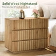 thumbnail image 5 of Tribesigns Oversized Solid Wood Nightstand with 3 Drawers, 31.5" Wide Farmhouse Fluted Night Stand for Bedroom, Brown, 5 of 7