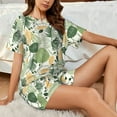 thumbnail image 6 of Bingfone Hawaiian Style Print Pajamas Sets for Women Soft Short-Sleeved Pjs with Lounge Shorts Two Piece Sleepwear, 6 of 8