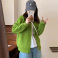 thumbnail image 1 of Cárdigan de punto con doble cremallera de estilo coreano para mujer, otoño e invierno, nuevo, holgado, de nicho, suave y versátil, chaqueta de suéter de manga larga, 1 of 5