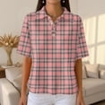 thumbnail image 5 of Women's Waffle Golf Polo Shirts Summer 2026 Striped Short Sleeve T-Shirt Casual Tennis Work Athletic Tops Pink XXL, 5 of 8