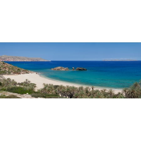 Beach and palm tree forest Vai Lasithi Eastern Crete Crete Greece Canvas Art - Panoramic Images (27 x 9)